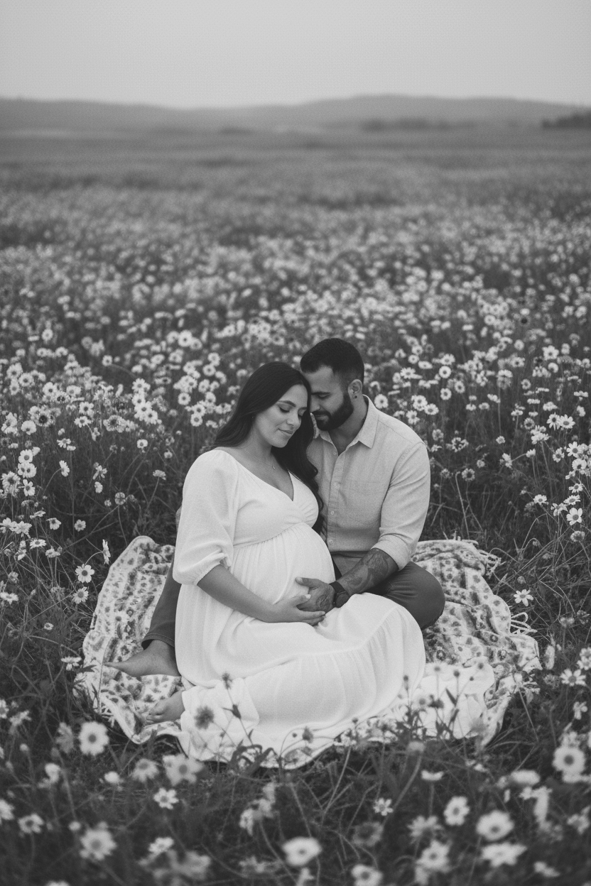 Black & White Maternity Couple — Sarah & James | Modern + Meaningful | Image by SD