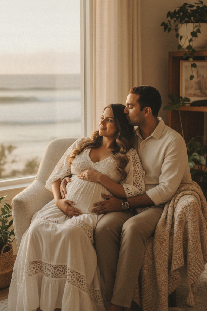 Lifestyle Maternity Couple — Ava & Daniel | Home Maternity Portraits | Image by SD