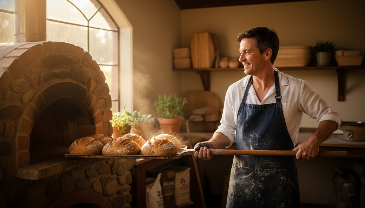 A highly dynamic shot showcasing a local artisan in Belgrave Heights proudly presenting their handcrafted product, illuminated by dramatic natural light, perfect for compelling Belgrave Heights advertising photography for local businesses.