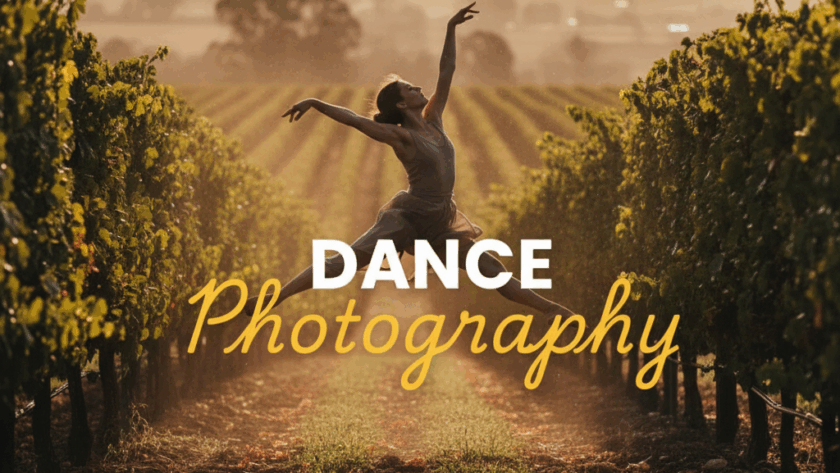 An atmospheric 'Street Photography' style image showcasing elegant dancers performing against the scenic backdrop of the Yarra Valley, capturing the essence of Capturing Yarra Valley Dance Photography. Moody lighting, cinematic quality, with 'Dance Photography' title overlay.