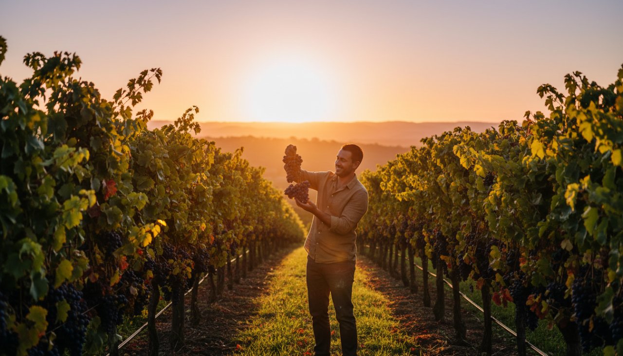 An epic moment captured in Castella Victoria editorial photography authentic storytelling, showing a local artisan passionately crafting their product amidst the serene Yarra Valley landscape at golden hour, with soft, directional light highlighting their focused expression and the intricate details of their work.