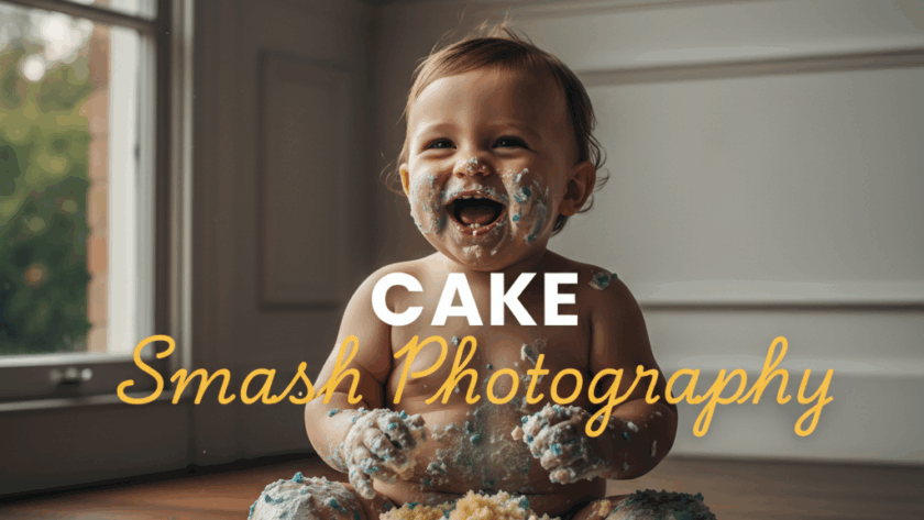 A moody 'Street Photography' style image capturing a baby mid-smash, laughing joyfully amidst scattered cake and colourful balloons in a sun-dappled Chirnside Park garden setting, illustrating a Chirnside Park cake smash photography joyous celebration.