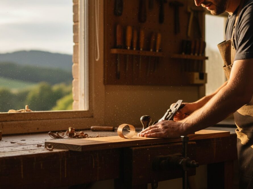 An epic moment of a local artisan in Cockatoo, Victoria, skillfully crafting pottery, bathed in warm, natural light, showcasing the quality and passion behind Cockatoo Victoria business branding photography.
