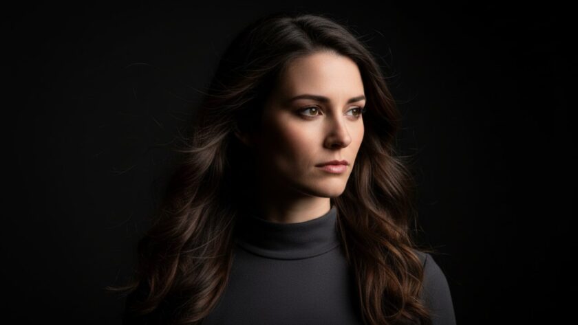 A beautifully lit, cinematic portrait of a creative individual in a professional studio setting, capturing an 'epic moment' of deep contemplation, demonstrating expert Creative Studio Photography Dromana Victoria.