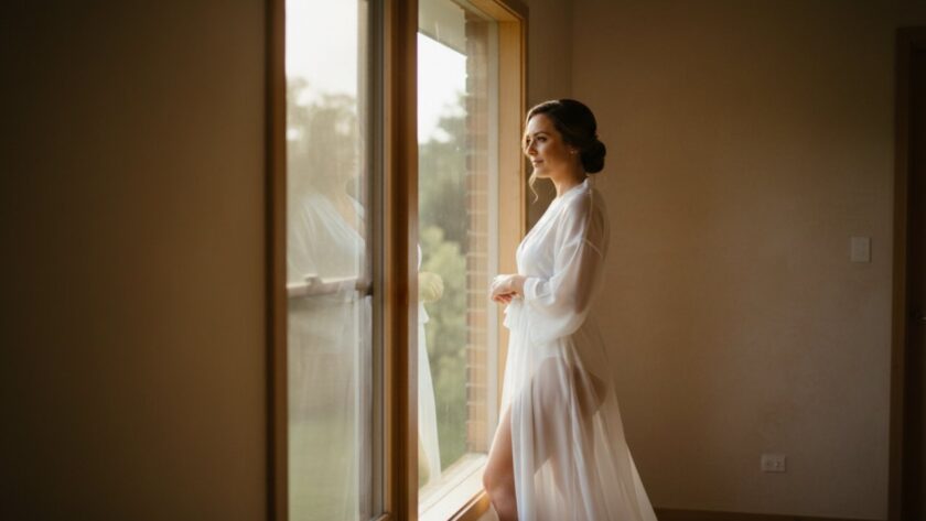 A beautifully composed, soft-focus image showcasing a woman in a serene pose, bathed in natural light, representing intimate boudoir photography Selby Victoria, capturing an epic moment of self-confidence and artistic grace amidst a natural, rustic setting.