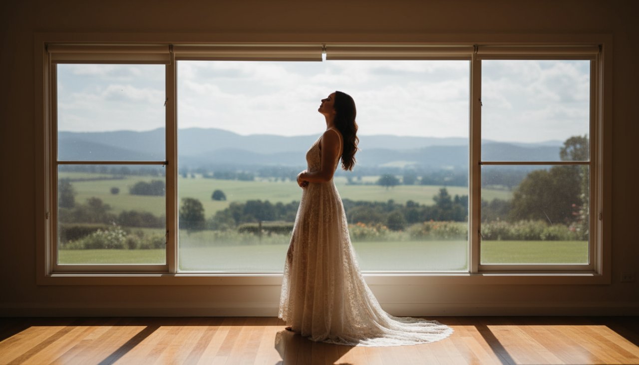 A captivating, artistic close-up of a woman's silhouette against a softly lit window at dawn, embodying Launching Victoria boudoir photography for self-love, her expression serene and powerful, celebrating her unique form.
