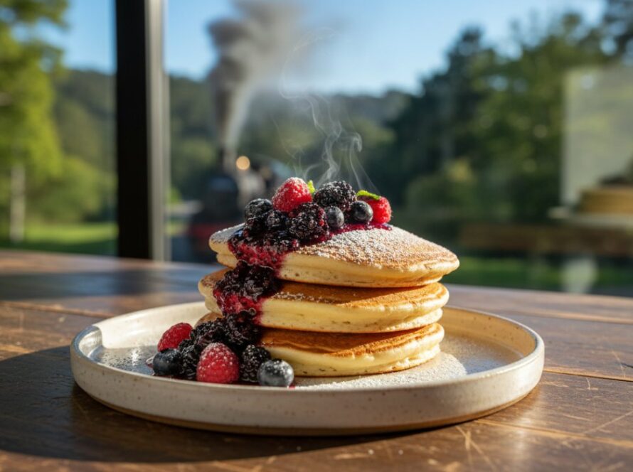 A close-up, dramatic shot showcasing professional Menzies Creek artisan food photography for local cafes, featuring a beautifully plated gourmet dish steaming gently on a rustic wooden table in a sun-drenched cafe interior at Menzies Creek, Victoria, capturing a perfect, inviting moment.