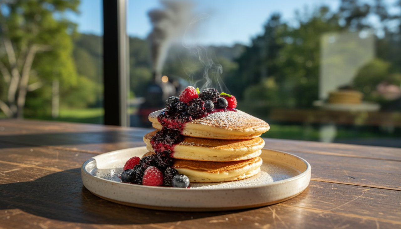 A close-up, dramatic shot showcasing professional Menzies Creek artisan food photography for local cafes, featuring a beautifully plated gourmet dish steaming gently on a rustic wooden table in a sun-drenched cafe interior at Menzies Creek, Victoria, capturing a perfect, inviting moment.