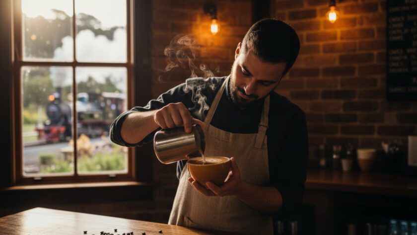 A powerful Menzies Creek Victoria editorial photography storytelling image, capturing a local artisan passionately crafting their unique wares in a rustic workshop bathed in dramatic natural light, showcasing an epic moment of dedication and skill.