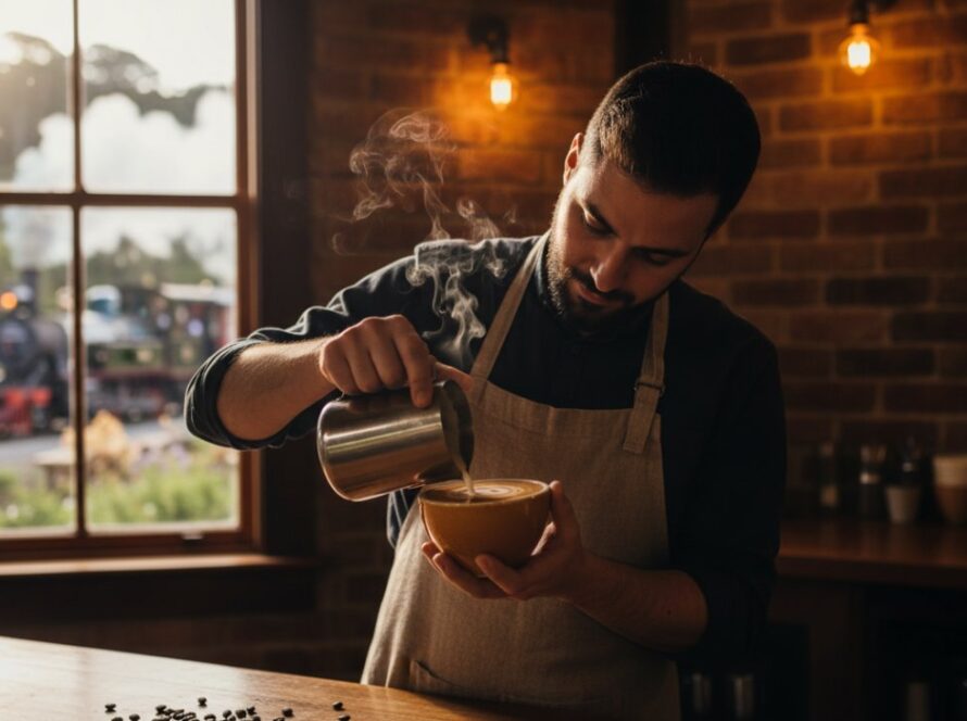 A powerful Menzies Creek Victoria editorial photography storytelling image, capturing a local artisan passionately crafting their unique wares in a rustic workshop bathed in dramatic natural light, showcasing an epic moment of dedication and skill.