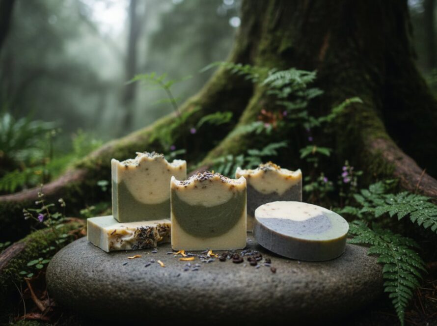 A beautifully composed, cinematic shot showcasing handcrafted ceramics with a soft, natural light, subtly hinting at the lush Mount Dandenong landscape in the background, embodying Mount Dandenong Artisan Product Photography excellence.