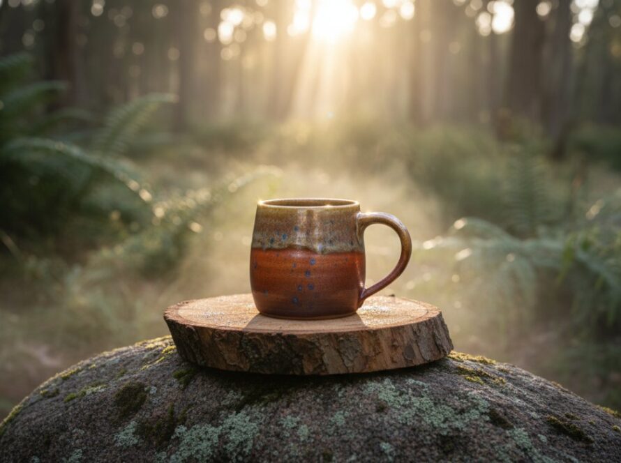 A close-up, high-detail shot showcasing a handcrafted wooden bowl from a Castella artisan, bathed in golden hour light on a rustic timber table, evoking the essence of premium product photography for Castella artisans. The background blurs into a hint of lush Castella landscape, highlighting craftsmanship.