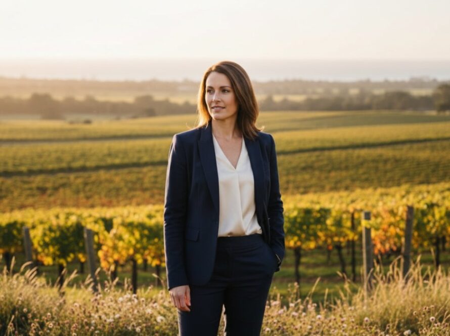 A dynamic and professionally lit portrait of a confident female executive in Balnarring, her expression conveying leadership and approachability, with a subtle backdrop hinting at the unique coastal charm of Balnarring. This professional Balnarring corporate headshot captures an epic moment of corporate strength.