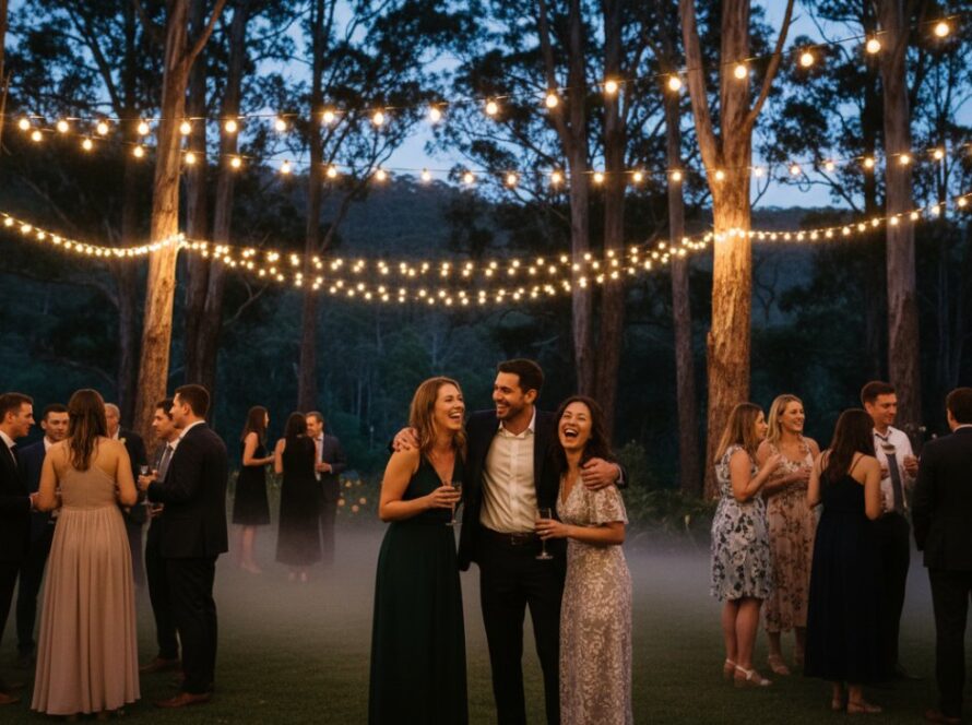 An epic, emotionally charged photograph perfectly demonstrating Professional Event Photography Ferny Creek Capturing Memories, featuring a vibrant celebration in a beautifully lit Ferny Creek venue, with guests engaging joyfully and a central figure experiencing a peak moment of happiness.