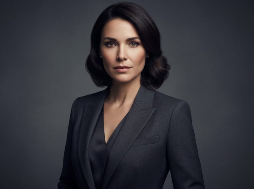 A dramatic and elegant 'epic moment' studio photograph featuring a confident individual with refined style, bathed in cinematic soft lighting, creating a modern portrait capturing their essence against a minimalist backdrop in a Rosebud studio.