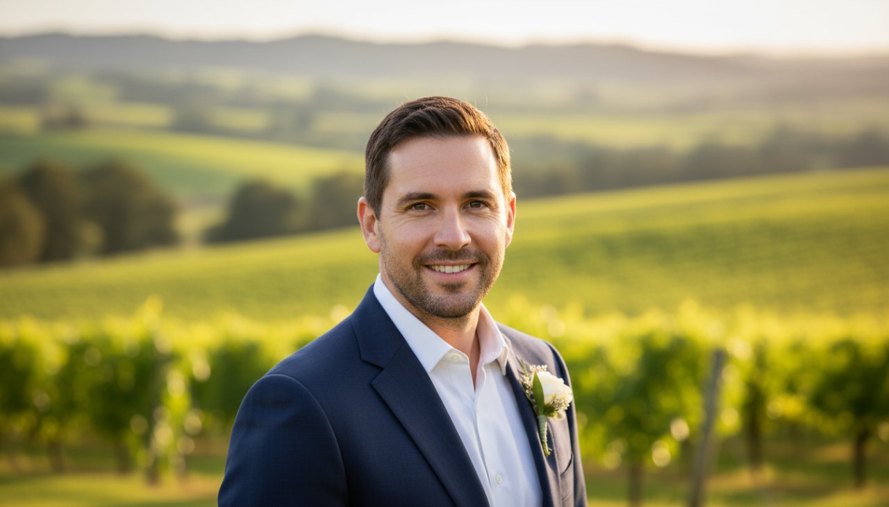 An impactful, cinematic portrait featuring a confident professional against a soft, sun-drenched backdrop in Seville East, symbolising Seville East professional headshots for career advancement and personal branding.