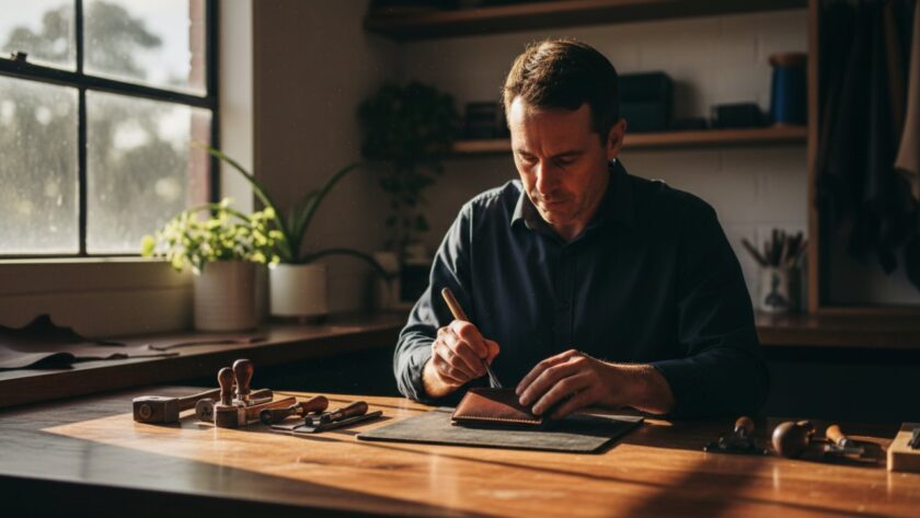 An 'epic moment' shot capturing a local artisan in Balnarring, Victoria, meticulously crafting a product, illuminated by dramatic studio lighting, symbolising strategic commercial photography solutions Balnarring, Victoria.