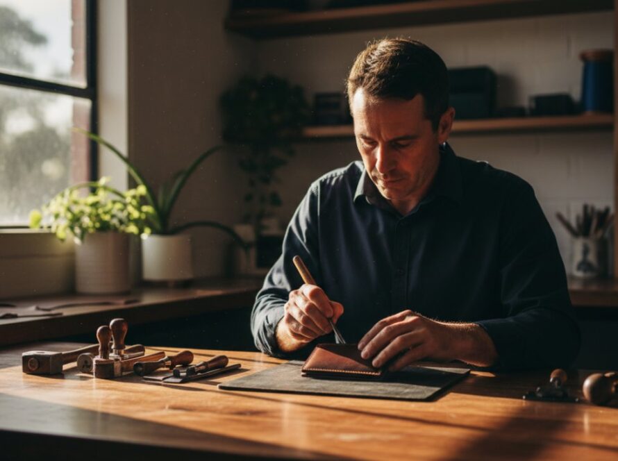 An 'epic moment' shot capturing a local artisan in Balnarring, Victoria, meticulously crafting a product, illuminated by dramatic studio lighting, symbolising strategic commercial photography solutions Balnarring, Victoria.