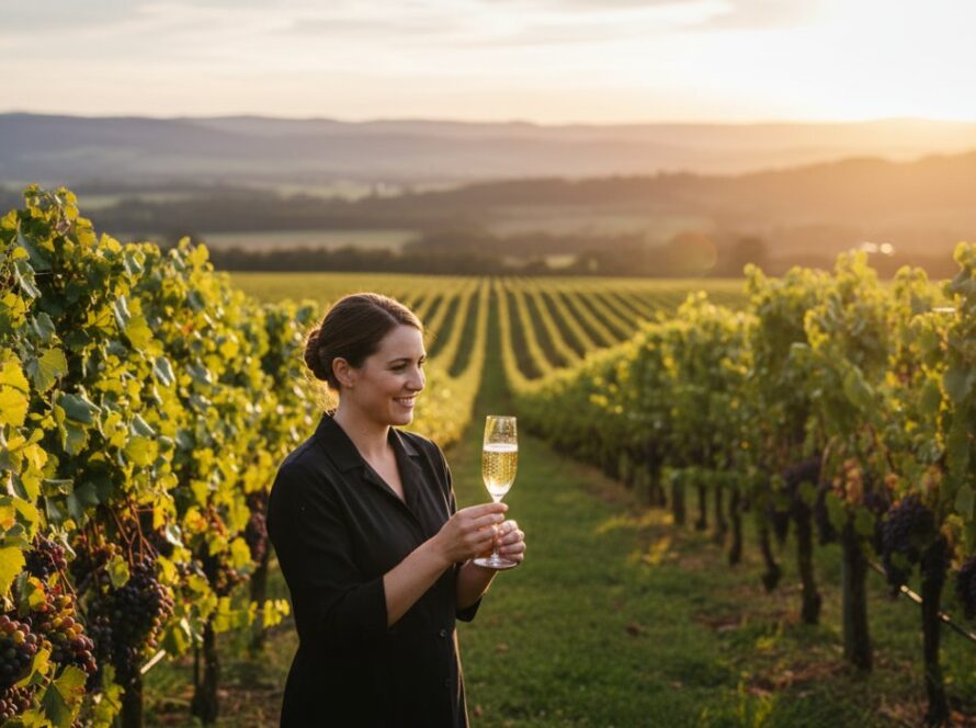 An epic, wide-angle shot showcasing Tarrawarra authentic brand storytelling photography, featuring a local artisan passionately crafting an exquisite ceramic piece in their sunlit studio, surrounded by rolling vineyards at golden hour, capturing the essence of Tarrawarra's creative spirit.