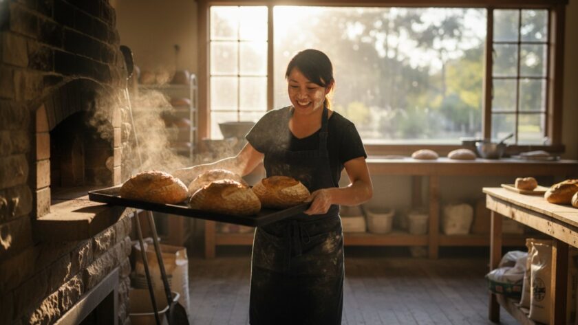 Dynamic Tecoma Commercial Photography for Local Businesses featuring a local artisan passionately crafting pottery, bathed in natural light within a rustic Tecoma studio, showcasing dedication and quality for advertising campaigns.