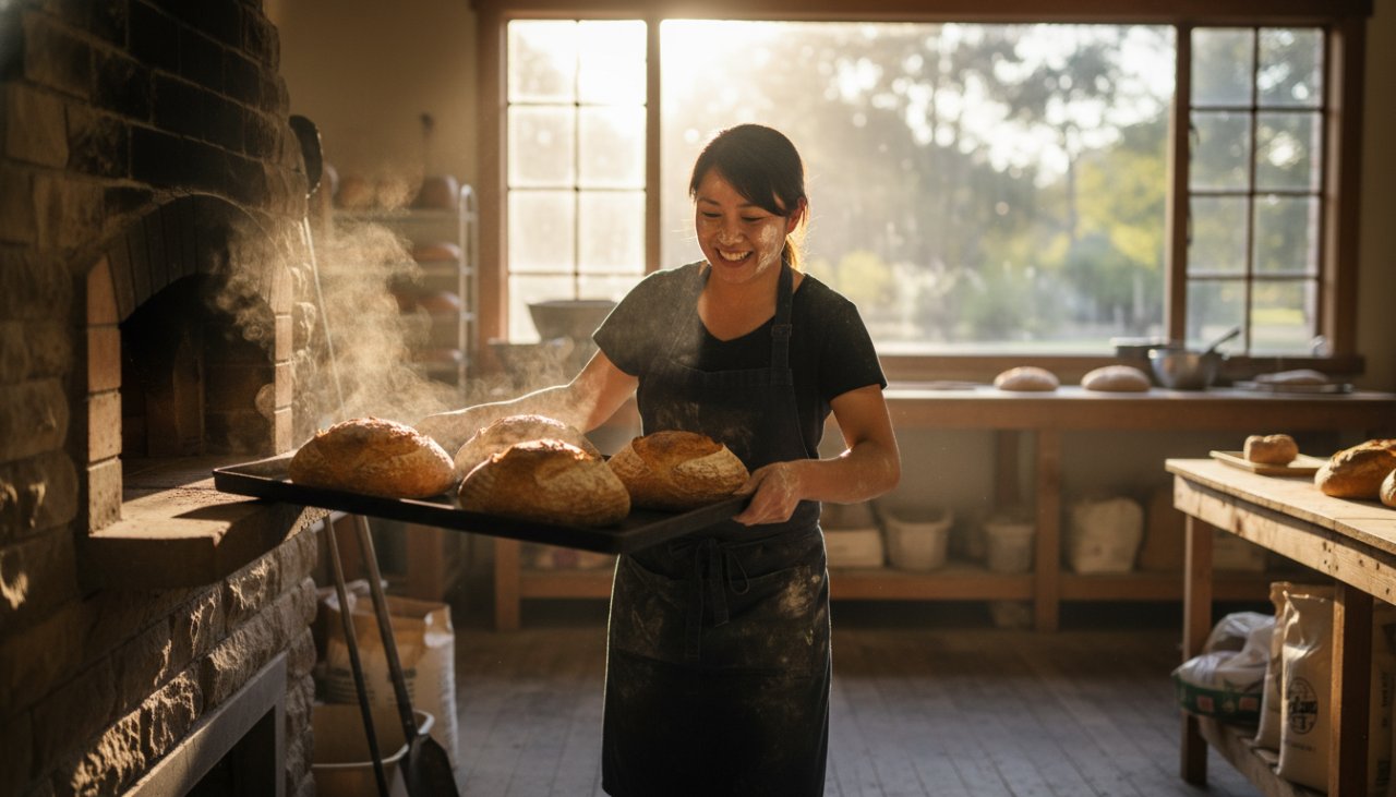 Dynamic Tecoma Commercial Photography for Local Businesses featuring a local artisan passionately crafting pottery, bathed in natural light within a rustic Tecoma studio, showcasing dedication and quality for advertising campaigns.
