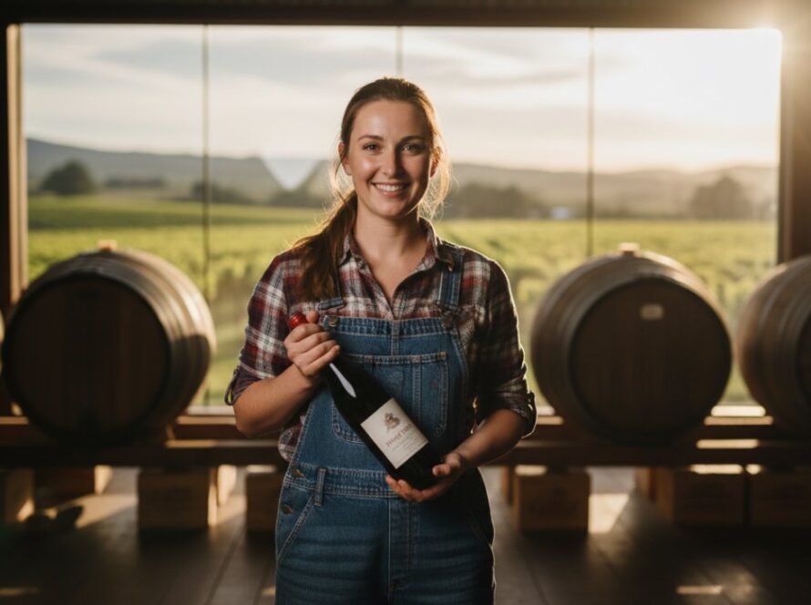 An inspiring wide-angle shot capturing the essence of Wandin North commercial photography for small businesses, featuring a local artisanal baker proudly presenting a freshly baked, perfectly golden sourdough loaf in her rustic, sunlit Wandin North bakery, with a sense of authentic craftsmanship and community spirit.