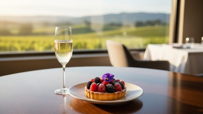 An expert capture by a Yarra Glen fine dining food photography expert, showcasing a masterfully plated dish with vibrant colours and textures, dramatically lit in a sophisticated Yarra Glen restaurant setting, emphasizing its exquisite detail and inviting aroma.