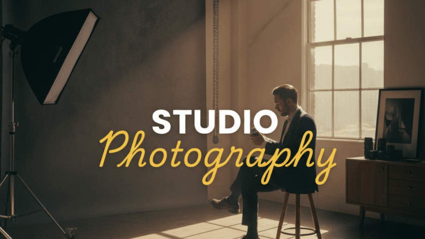 Atmospheric, moody street photography style image capturing a candid moment during Yarra Valley Studio Portrait Sessions, with dramatic lighting enhancing a subject posing in a studio setup.
