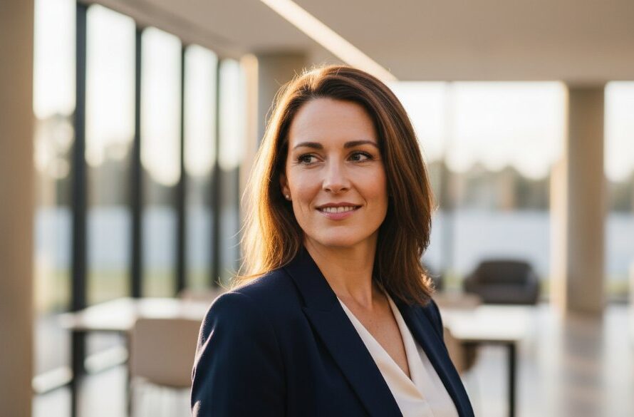 An inspiring close-up of a confident professional in Alfredton, bathed in warm, dramatic side lighting from the golden hour, reflecting their professional headshots for career growth, captured in a cinematic, epic moment style.