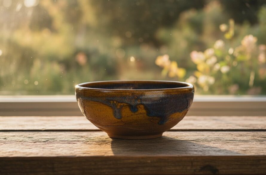 Dramatic close-up shot of a handcrafted ceramic vase, beautifully lit with golden hour light reflecting its intricate details. This Alfredton VIC product photography for artisan crafts showcases the unique texture and form, set against a subtly blurred background hinting at Alfredton's natural surrounds.