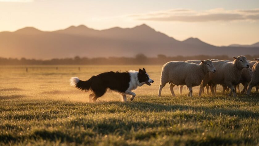 An epic, emotionally resonant photograph of a golden retriever joyfully leaping through a sun-drenched field near Ararat, Victoria, its fur glowing, capturing a truly happy moment with professional lighting and vibrant colour grading.