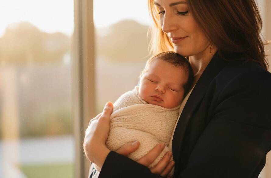 A heartwarming, professionally color-graded photograph capturing an authentic baby photography Bulleen family connections moment. A contented newborn baby is gently held by loving parents, bathed in soft, ethereal natural light streaming through a window in a Bulleen home, creating a timeless, tender portrait.