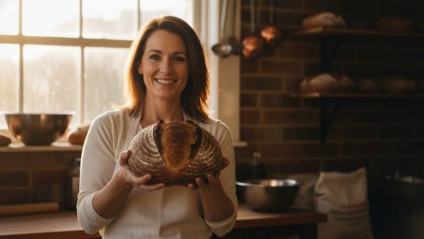 A dedicated small business owner proudly displaying their handcrafted product in a beautifully lit Ringwood East workshop, demonstrating authentic brand storytelling photography, captured with dramatic, professional lighting.