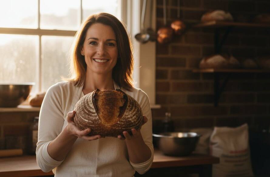 A dedicated small business owner proudly displaying their handcrafted product in a beautifully lit Ringwood East workshop, demonstrating authentic brand storytelling photography, captured with dramatic, professional lighting.