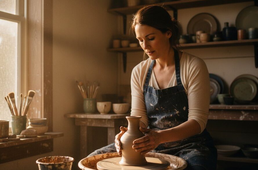 A vibrant, dynamic studio portrait of a local Canadian business owner passionately showcasing their handcrafted product, illuminated by warm, directional light, capturing the essence of authentic branding photography in Canadian Victoria.