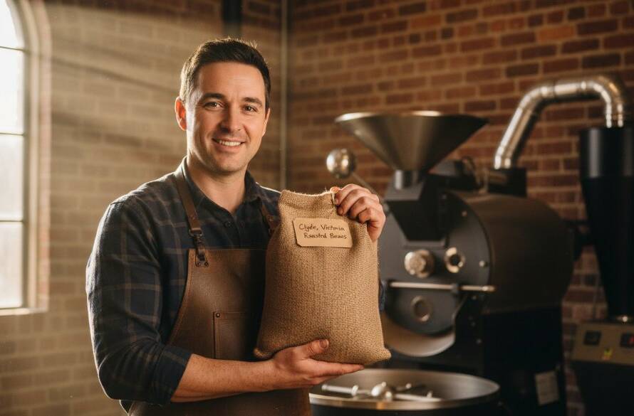 A vibrant and professional female entrepreneur, in her early 30s, smiles confidently while interacting with a client in a modern, light-filled cafe in Clyde, Victoria, symbolizing authentic branding photography Clyde Victoria. The natural light highlights their genuine connection, with the cafe's minimalist decor and a glimpse of Clyde's local street life in the soft-focus background, capturing an epic moment of business rapport and connection. The professional photograph uses warm tones and dynamic composition to convey approachability and expertise.