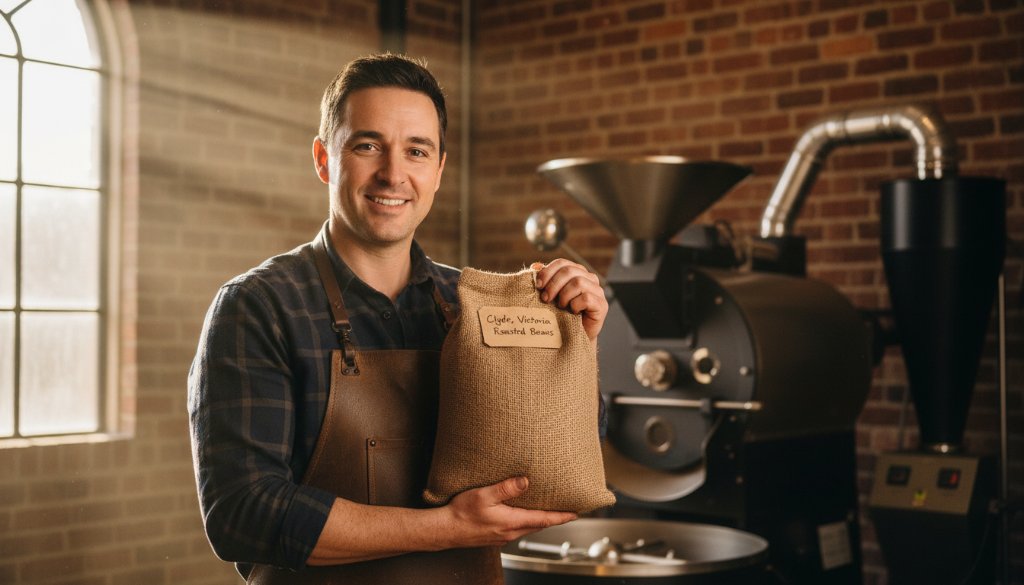 A vibrant and professional female entrepreneur, in her early 30s, smiles confidently while interacting with a client in a modern, light-filled cafe in Clyde, Victoria, symbolizing authentic branding photography Clyde Victoria. The natural light highlights their genuine connection, with the cafe's minimalist decor and a glimpse of Clyde's local street life in the soft-focus background, capturing an epic moment of business rapport and connection. The professional photograph uses warm tones and dynamic composition to convey approachability and expertise.