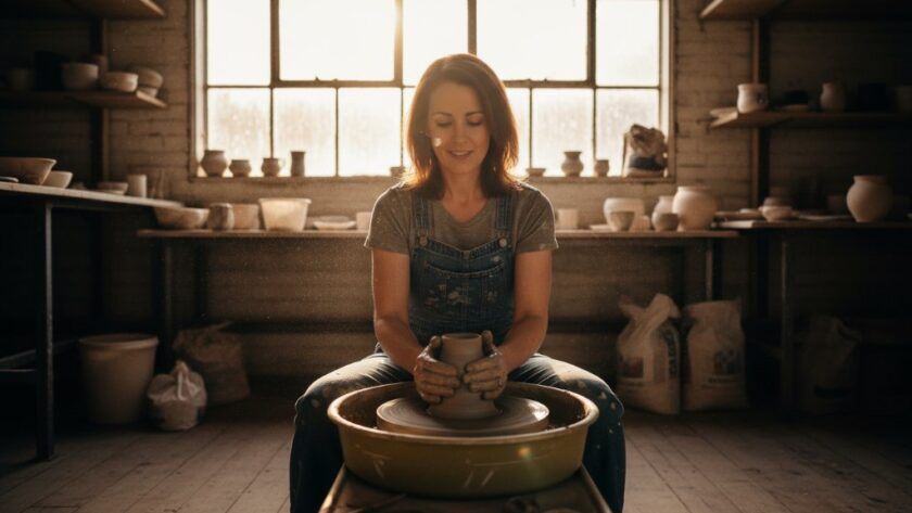 A dynamic, epic moment photograph capturing a passionate small business owner in Delacombe, expertly framed amidst a rustic local cafe, showcasing their craft with warmth and authenticity, embodying professional branding photography Delacombe small businesses.