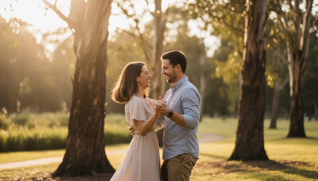 A heartwarming candid moment captured in Blackburn, Victoria, featuring a family laughing joyfully under the soft afternoon light near Blackburn Lake, showcasing authentic candid photography Blackburn Victoria with beautiful bokeh and professional color grading.