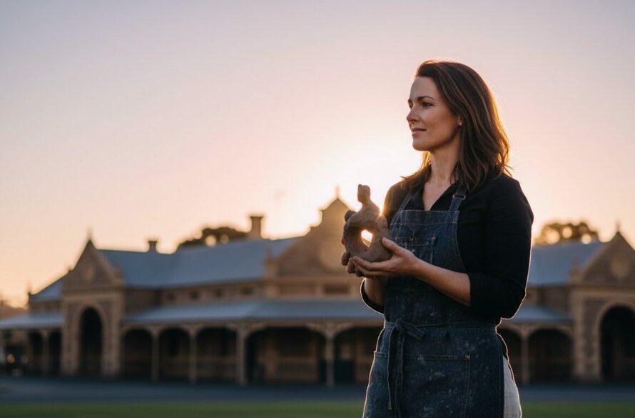 Authentic Castlemaine Professional Headshots for Local Creatives featuring a thoughtful creative silhouetted against a golden hour sky in Castlemaine Botanic Gardens, capturing an epic, inspiring moment.