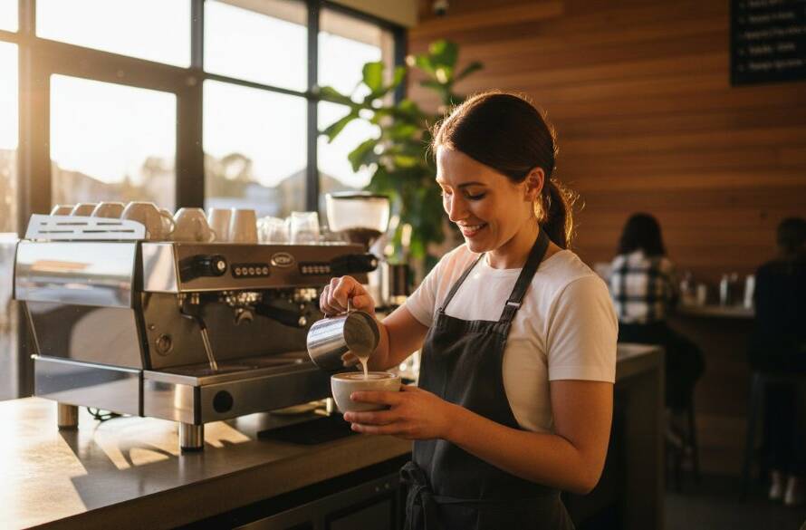 A dynamic, candid shot of a passionate artisan crafting a product in a sunlit workshop in Sunshine North, capturing the essence of authentic editorial photography for Sunshine North brands. The scene is professionally lit, showcasing texture and dedication.