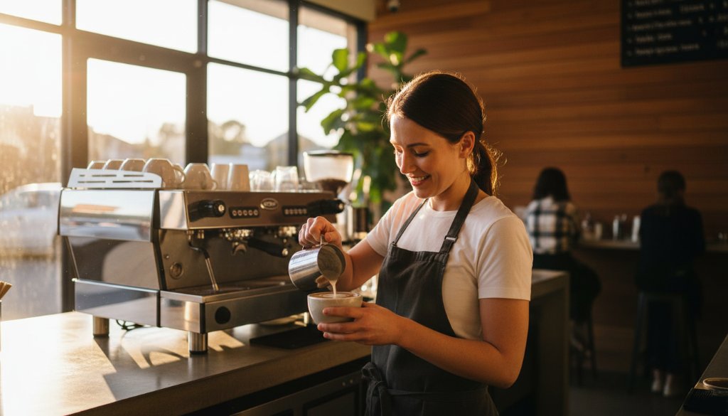 A dynamic, candid shot of a passionate artisan crafting a product in a sunlit workshop in Sunshine North, capturing the essence of authentic editorial photography for Sunshine North brands. The scene is professionally lit, showcasing texture and dedication.