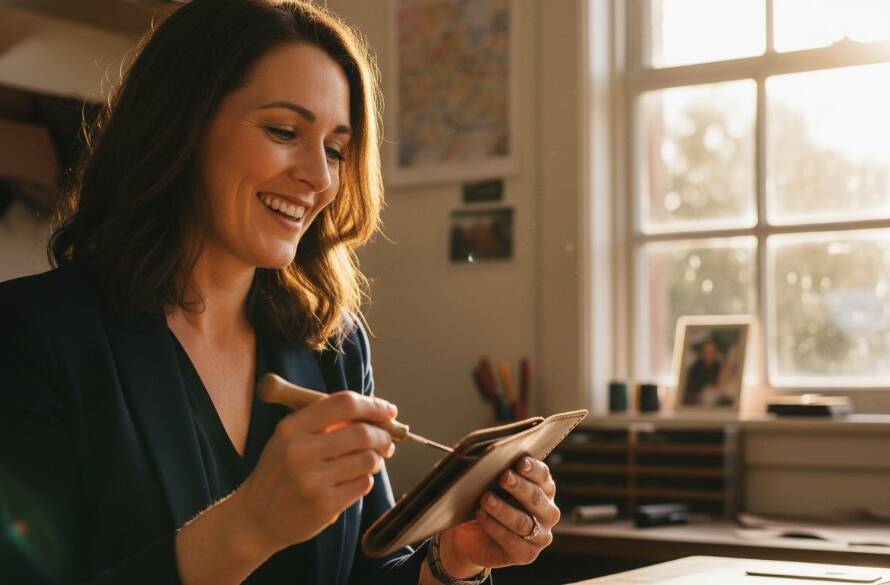 A dynamic, candid portrait capturing the essence of authentic Malvern East branding photography storytelling, featuring a local small business owner interacting with a customer outside a vibrant cafe in Malvern East, bathed in warm, cinematic afternoon light.