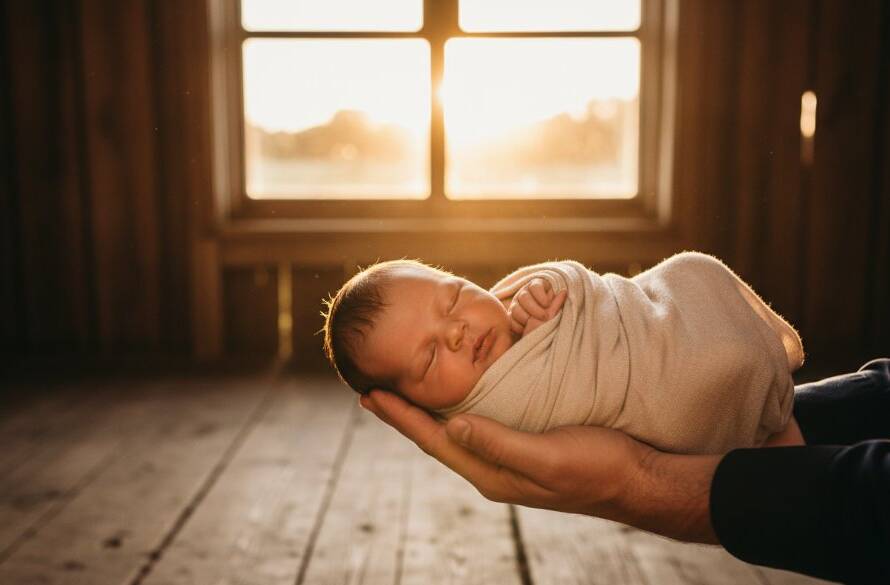 An intimate, emotionally resonant portrait capturing the tender bond between parents and their newborn baby in a rustic Tooradin setting, embodying authentic newborn photography Tooradin families Victoria, bathed in soft, golden hour light.