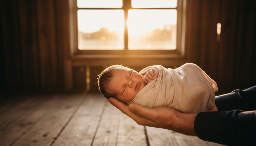 An intimate, emotionally resonant portrait capturing the tender bond between parents and their newborn baby in a rustic Tooradin setting, embodying authentic newborn photography Tooradin families Victoria, bathed in soft, golden hour light.