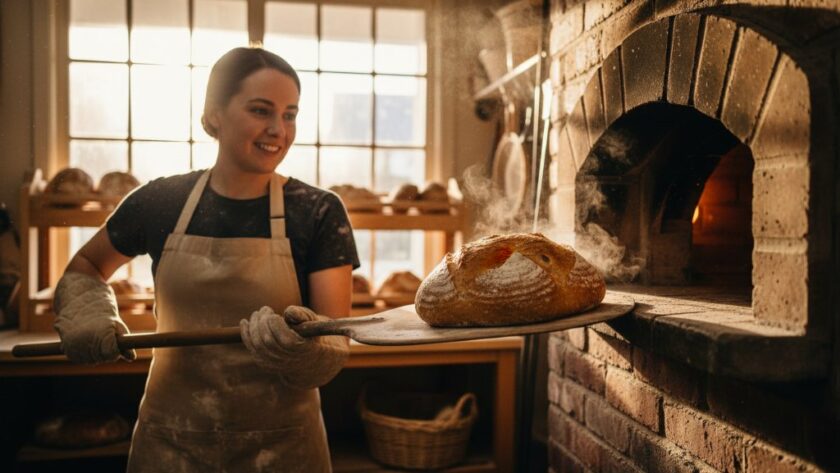 Dynamic hero shot for Bacchus Marsh small business brand photography showing a local artisan meticulously crafting their product in a rustic workshop bathed in dramatic golden hour light, highlighting their dedication and skill, Bacchus Marsh, Victoria, Australia.