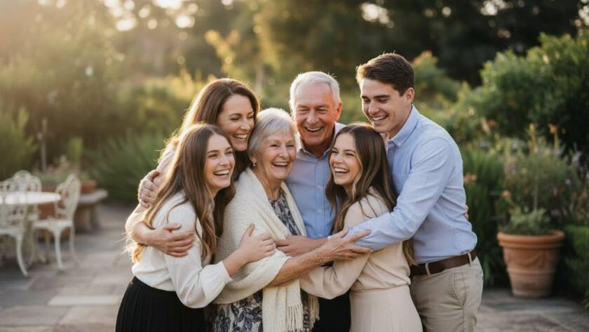 An intimate, emotionally charged photograph capturing a joyous toast during Balwyn unforgettable milestone event photography, with soft golden hour light illuminating the happy faces and elegant venue.