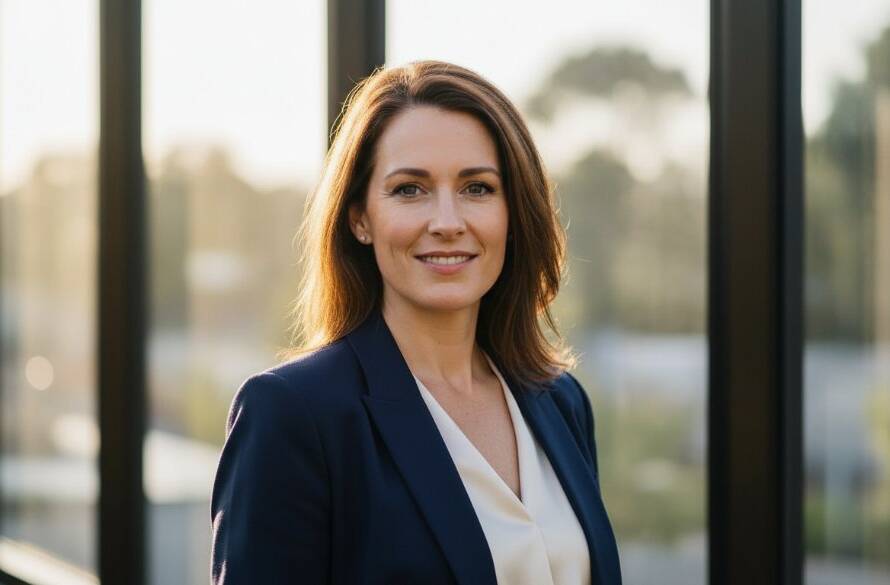 A confident Bayswater professional in a modern office environment, captured with dynamic lighting and a shallow depth of field, showcasing their leadership presence. This epic moment of connection is perfect for Bayswater corporate headshots for local professionals, conveying professionalism and approachability.