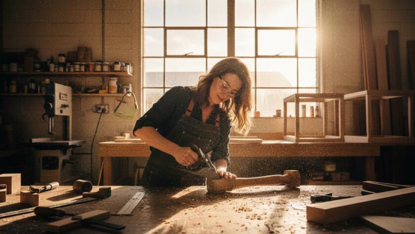 An inspiring wide shot of a creative entrepreneur being interviewed in a vibrant Bayswater cafe, showcasing authentic Bayswater Editorial Photography for Melbourne Brands, with dynamic natural light streaming through large windows, captured as a professional, color-graded image.