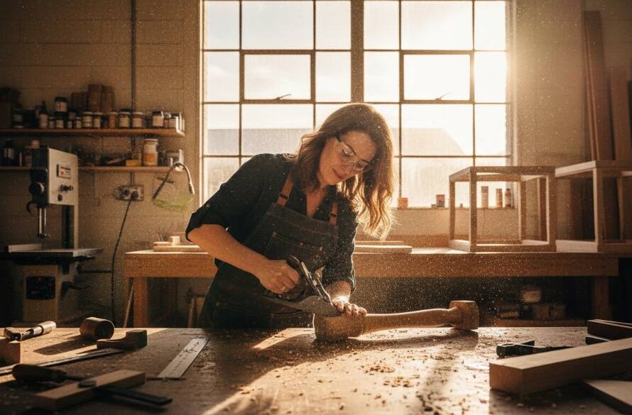 An inspiring wide shot of a creative entrepreneur being interviewed in a vibrant Bayswater cafe, showcasing authentic Bayswater Editorial Photography for Melbourne Brands, with dynamic natural light streaming through large windows, captured as a professional, color-graded image.
